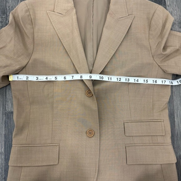 Theory Women Wool Beige Suit Blazer Jacket SZ 10 Academia Preppy Officewear - Picture 6 of 11